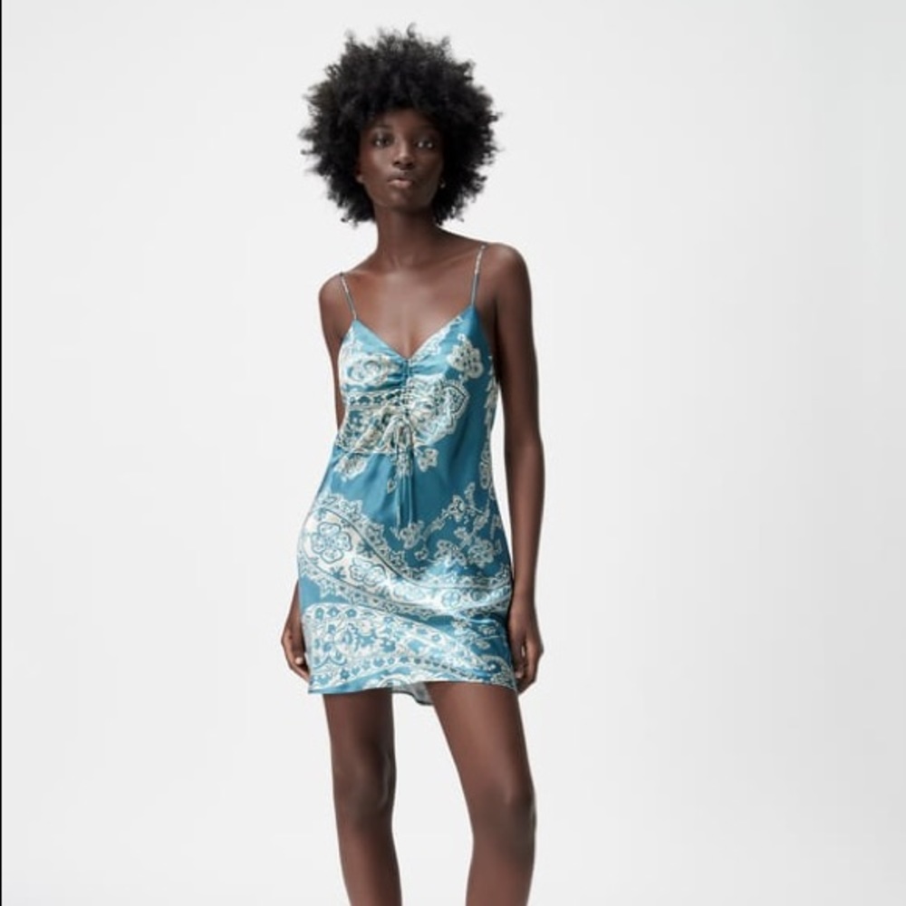 Zara NWT paisley satin dress size M